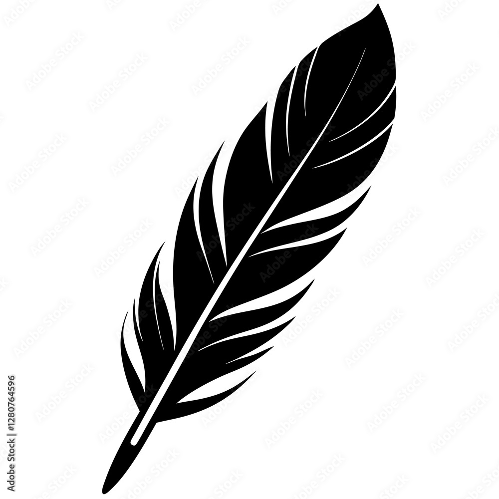 Obraz premium Versatile Feather Silhouette Vector – Ideal for Digital & Print Use.