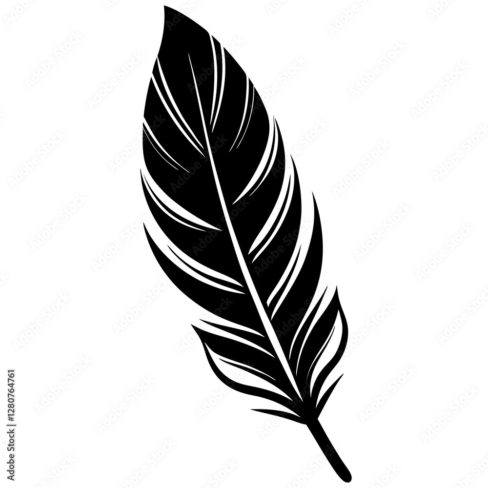 Fototapeta premium Black Feather Silhouette Vector Icon Crisp & Detailed.