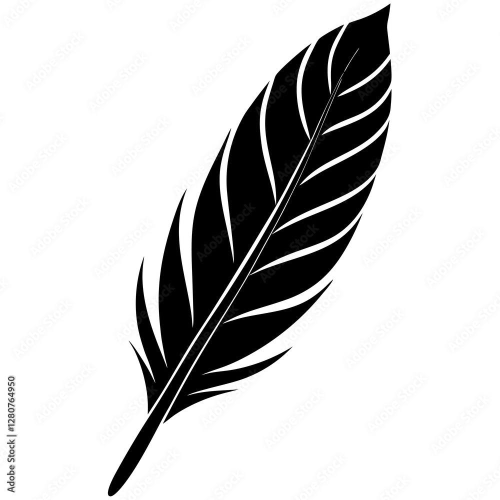 Obraz premium Minimalist Feather Silhouette Vector – Elegant & Stylish.