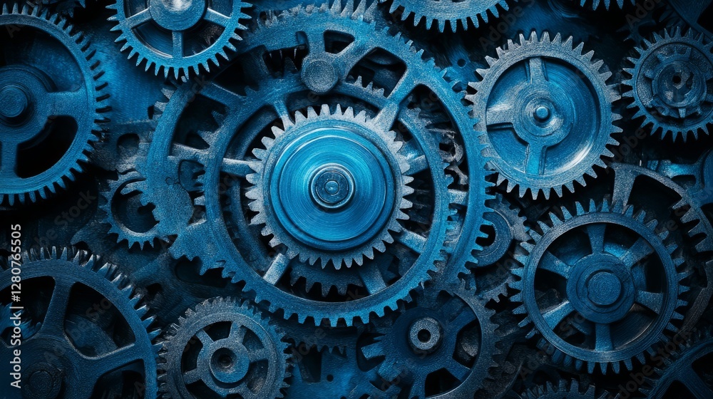 Metallic Blue Gears Mechanical Texture 1 Metallic Blue Gears Mechanical Texture 1