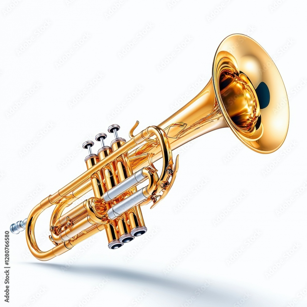 Naklejka premium Golden Trumpet on White Background.