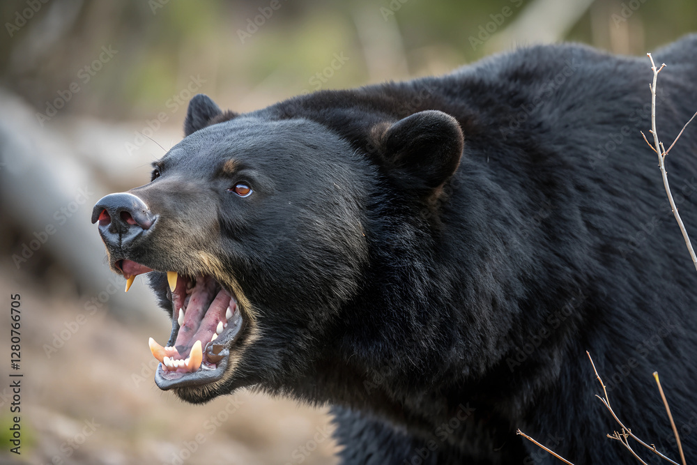 Captivating Close-Up of a Black Bear Roaring Fiercely Captivating Close-Up of a Black Bear Roaring Fiercely