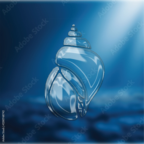 Glass Effect Conch Shell - Transparent Underwater Vector Illustration