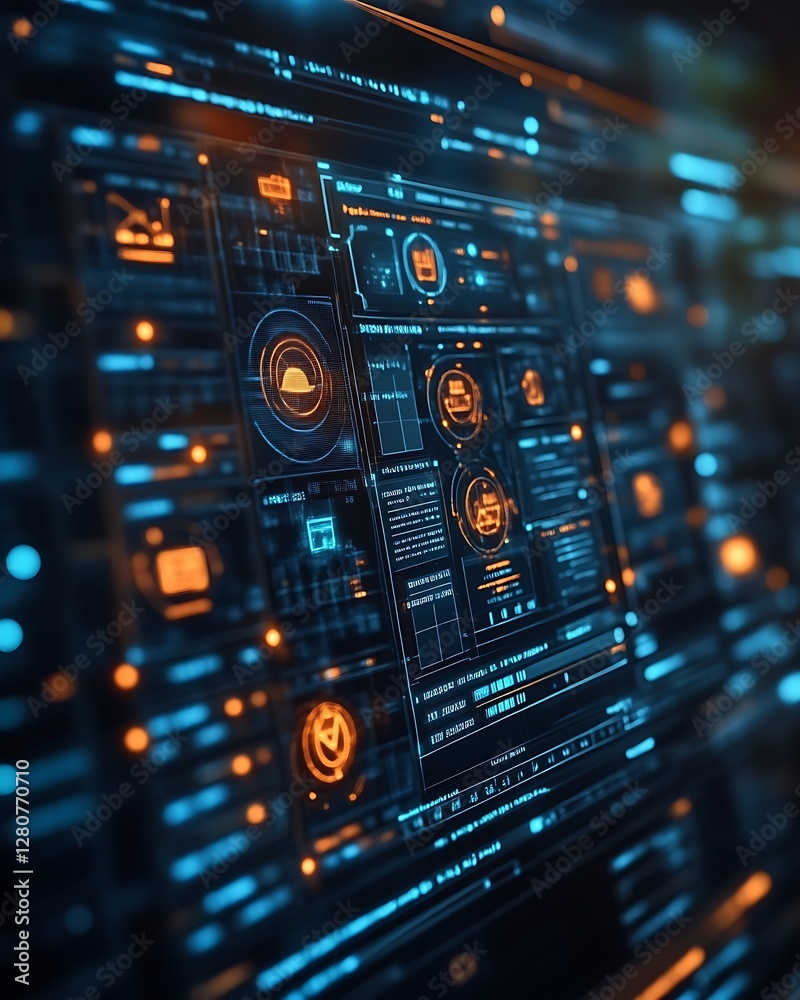 Obraz premium Digital Dashboard Interface, Night