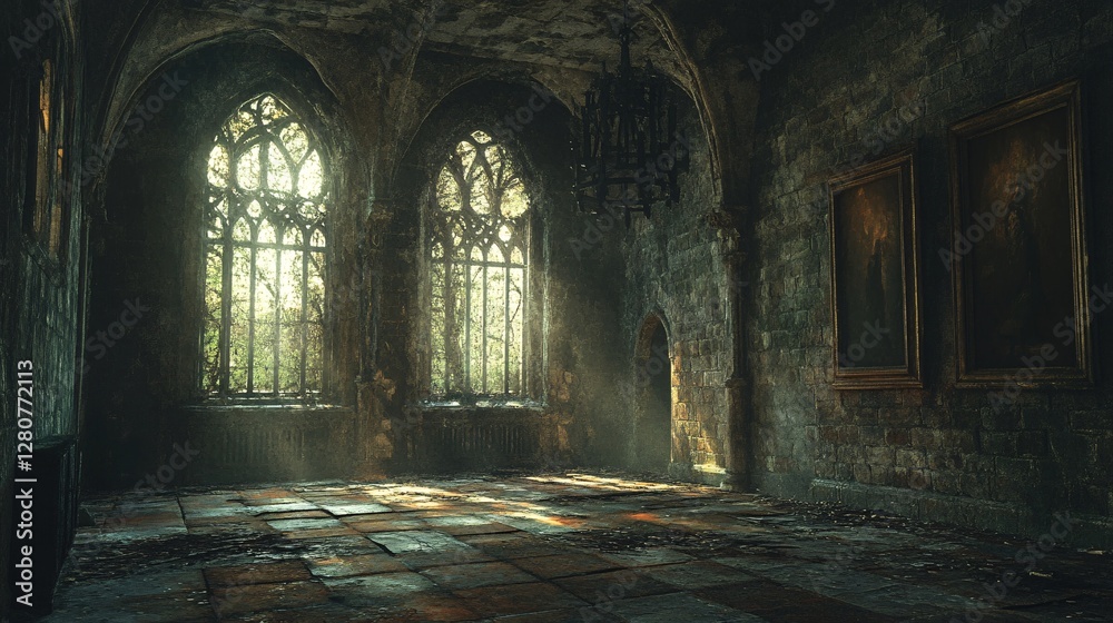Obraz premium A deserted castle where the paintings whisper ancient prophecies