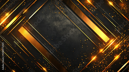 A luxurious gold-themed background for presentations, with a modern white backdrop and golden lines, featuring abstract arrows for a futuristic, high-end look.