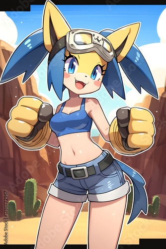 Desert-Ready Catgirl Posing photo
