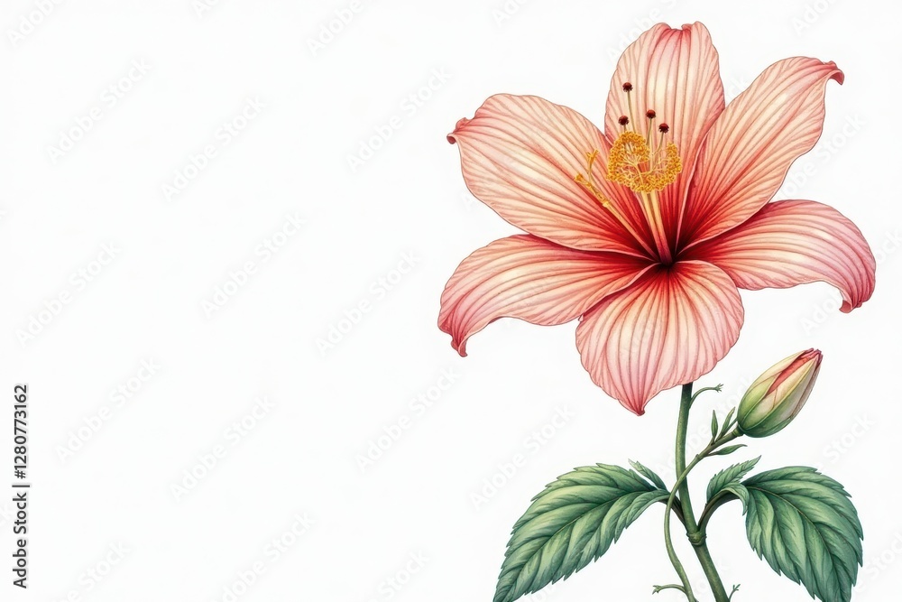 Naklejka premium Delicate, continuous line art flower illustration, isolated , simple, sketch