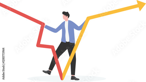 Businessmen solve company business problems to help businesses survive crisis and succeed.
