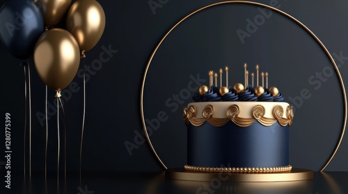 Elegant and Opulent Birthday Celebration with a Luxurious Cake and Glamorous Decorations