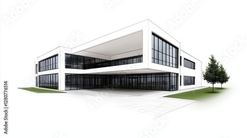 Modern commercial building design urban area architectural render minimalist style front view innovative concepts