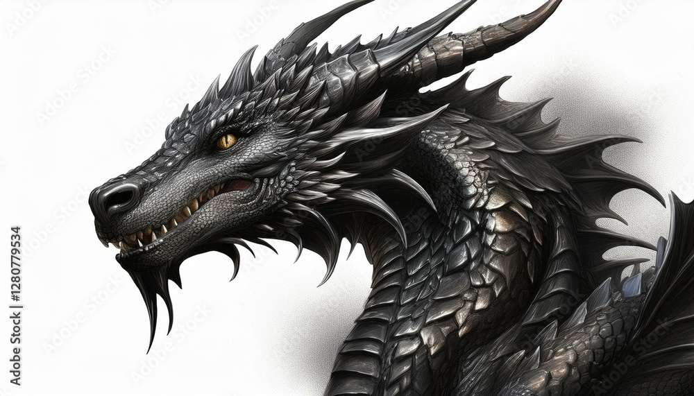 白い背景に黒いドラゴン 白い背景に黒いドラゴン