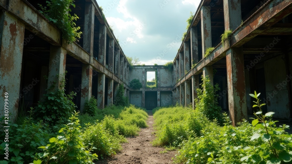 Overgrown Ruins of a Forgotten Structure Nature Reclaiming a Derelict Building's Interior Overgrown Ruins of a Forgotten Structure Nature Reclaiming a Derelict Building's Interior