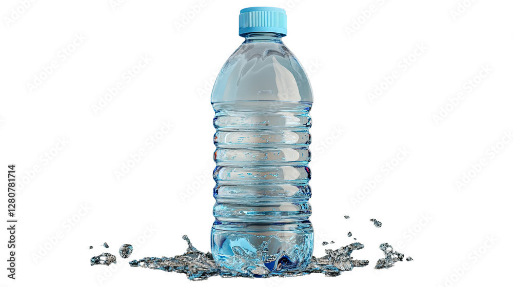 Refreshing Hydration: A pristine bottle of water, poised against a backdrop of glistening droplets, symbolizes purity and thirst-quenching refreshment. Refreshing Hydration: A pristine bottle of water, poised against a backdrop of glistening droplets, symbolizes purity and thirst-quenching refreshment.