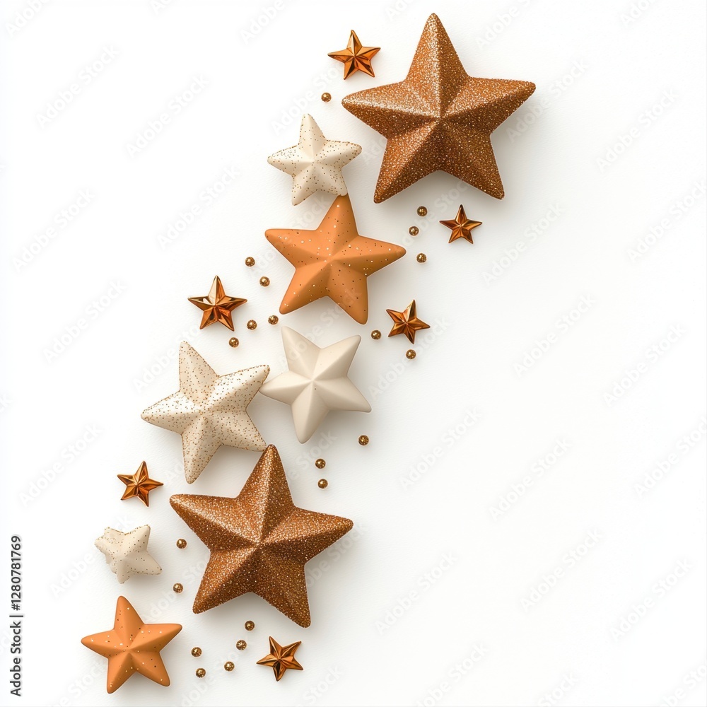 A cluster of shimmering gold stars on a white background for festive and celebratory themes A cluster of shimmering gold stars on a white background for festive and celebratory themes