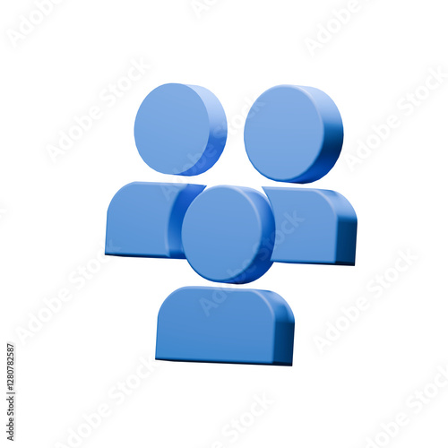 3D Blue User Group Icon – Teamwork, Community, Social Network Symbol