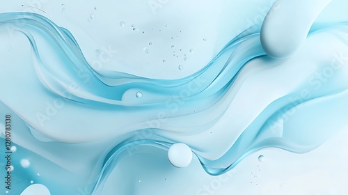 Wallpaper Mural Abstract Blue Liquid Waves with Bubbles Flowing Torontodigital.ca