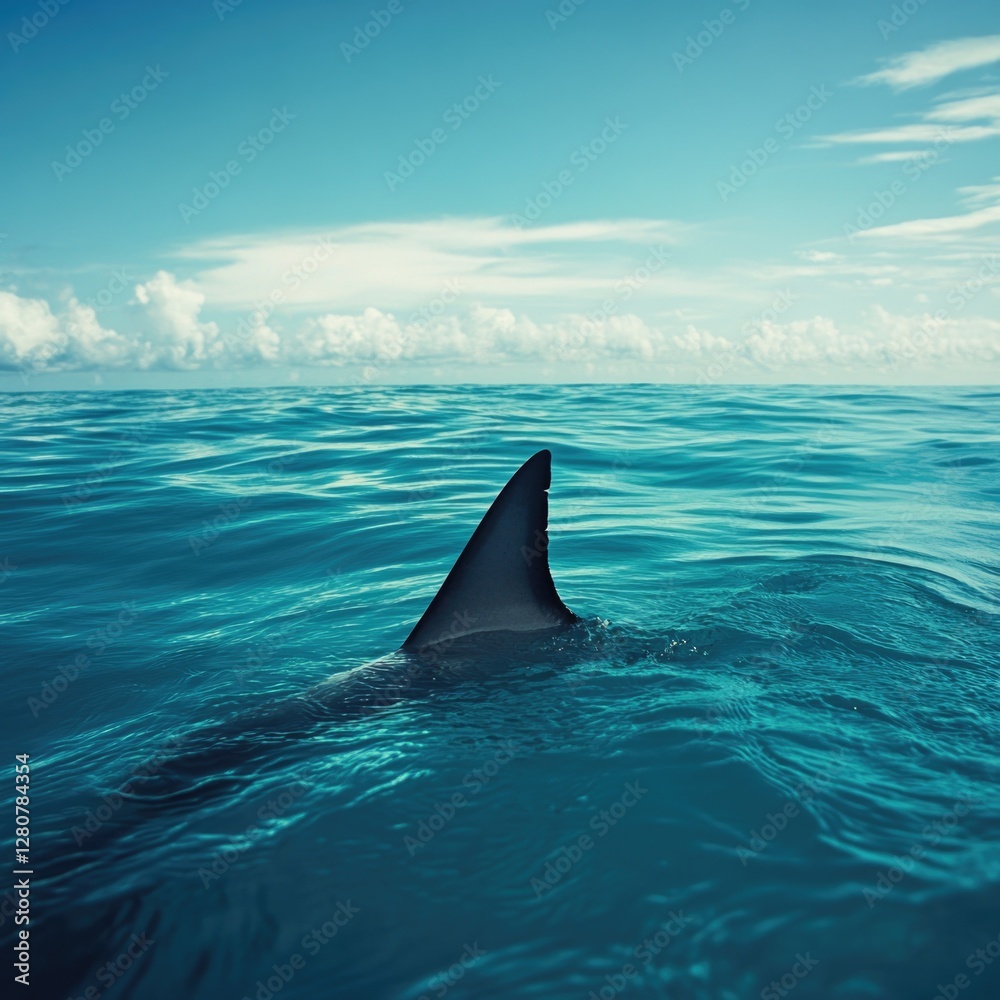 Obraz premium Shark Surfacing in Ocean