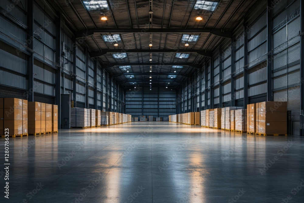 Industrial Dark Hangar: Expansive Storage Space with Minimal Light and Large Interior Design Industrial Dark Hangar: Expansive Storage Space with Minimal Light and Large Interior Design