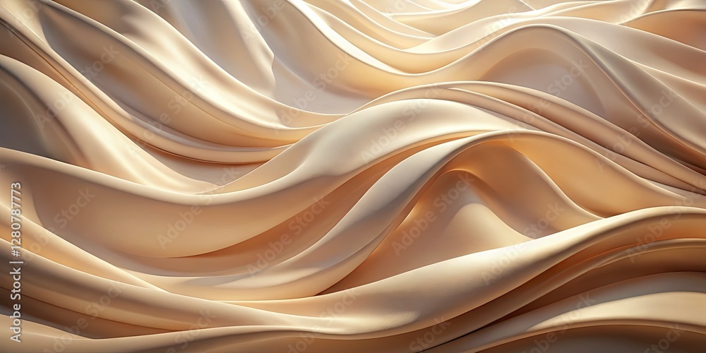 Fototapeta premium Soothing beige wallpaper features elegant, flowing curves, creating a soft, abstract texture for an elegant background.