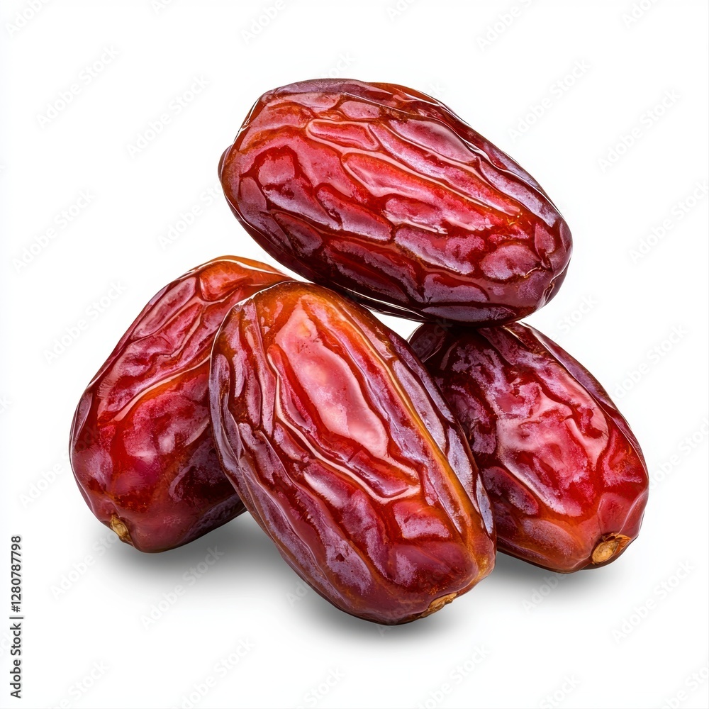 Isolated date fruit on a transparent background with multiple dates arranged neatly