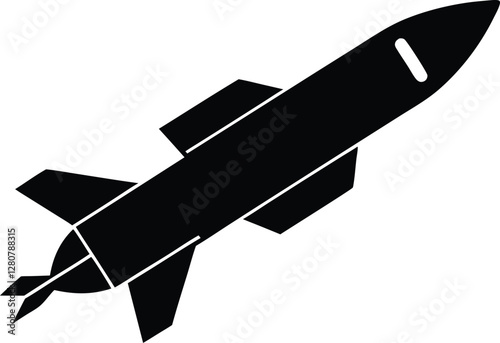 missile silhouette vector illustration, missile Icon