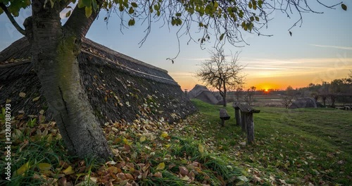 Experience the tranquil beauty of an autumn sunset at the Ócsa Wine Cellars in this captivating timelapse video.
