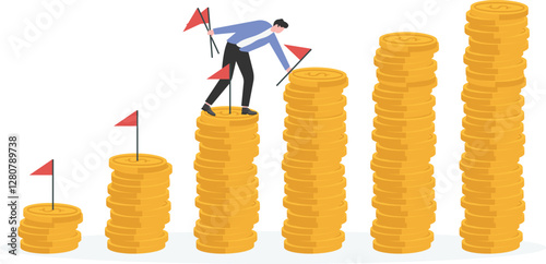 Businessmen set their business goals to help them reach the top in the market,

