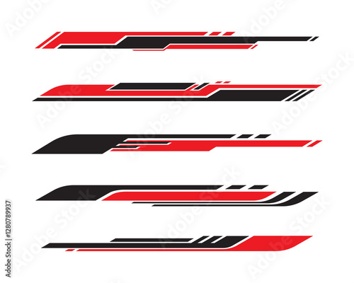 Side car body vector stripes decal. Vehicle vector decal stripes for the both parts