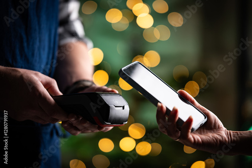 Wireless Payment Process With Smartphone To Waiter