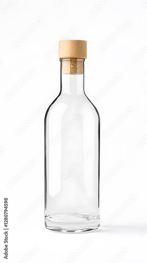 Glass clear bottle of water mock up, packaging template, isolated on white background Glass clear bottle of water mock up, packaging template, isolated on white background