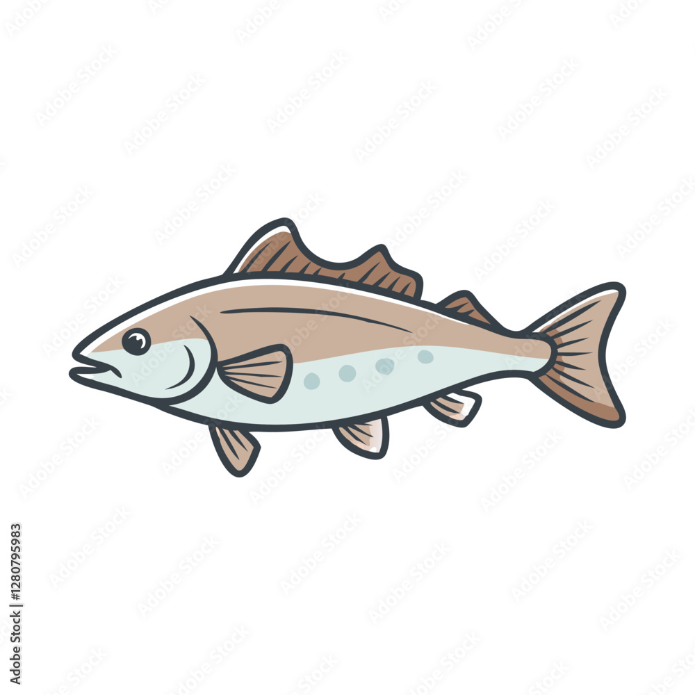 Naklejka premium A cod fish illustrations with a white-background 