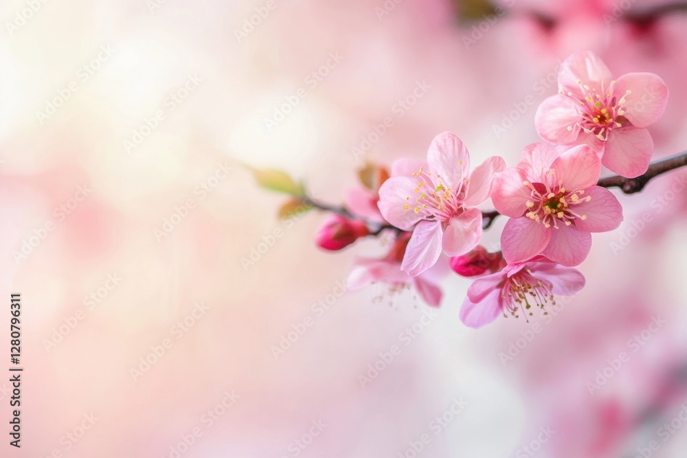 Cherry blossoms in bloom during springtime, showcasing delicate pink flowers on a branch against a soft background. Generative AI Cherry blossoms in bloom during springtime, showcasing delicate pink flowers on a branch against a soft background. Generative AI