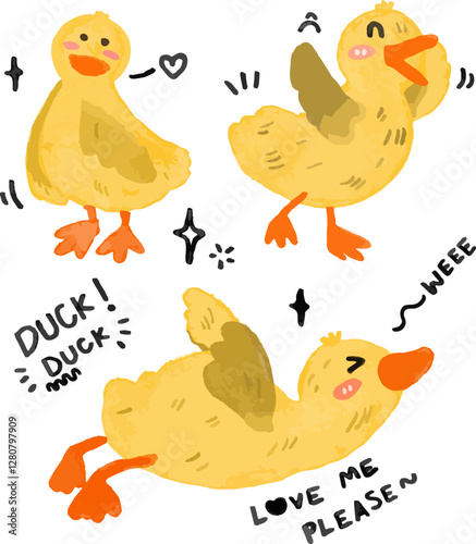 cute ducks and text elements design for templates.