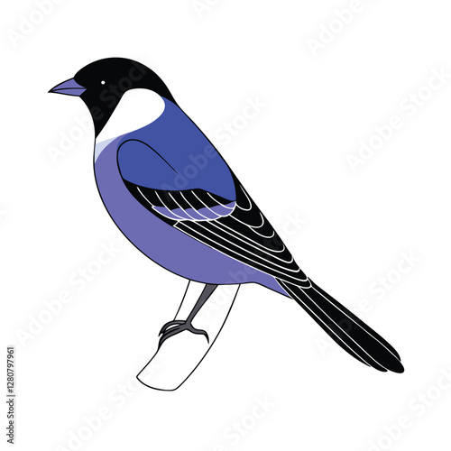 Vector illustration of a blue tit bird perched on a branch