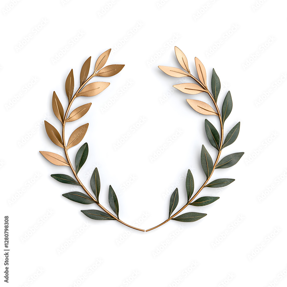 Golden laurel wreath isolated on white background Golden laurel wreath isolated on white background