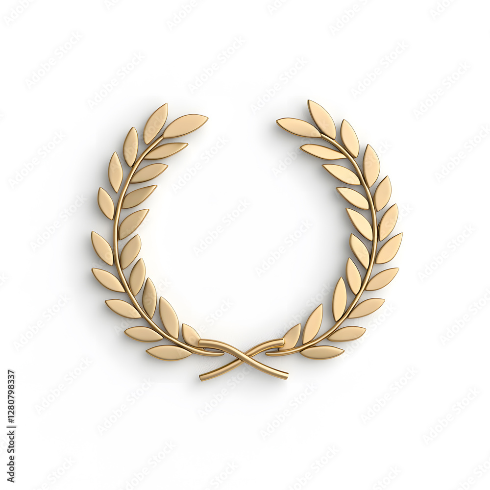 Golden laurel wreath isolated on white background Golden laurel wreath isolated on white background