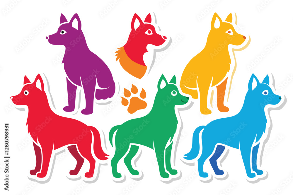 Dog sticker colorful image with a white background Dog sticker colorful image with a white background