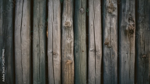 Wallpaper Mural Textured surface of aged wooden fence posts showcasing vertical alignment with varying shades of brown and gray tones displayed against a neutral backdrop. Torontodigital.ca