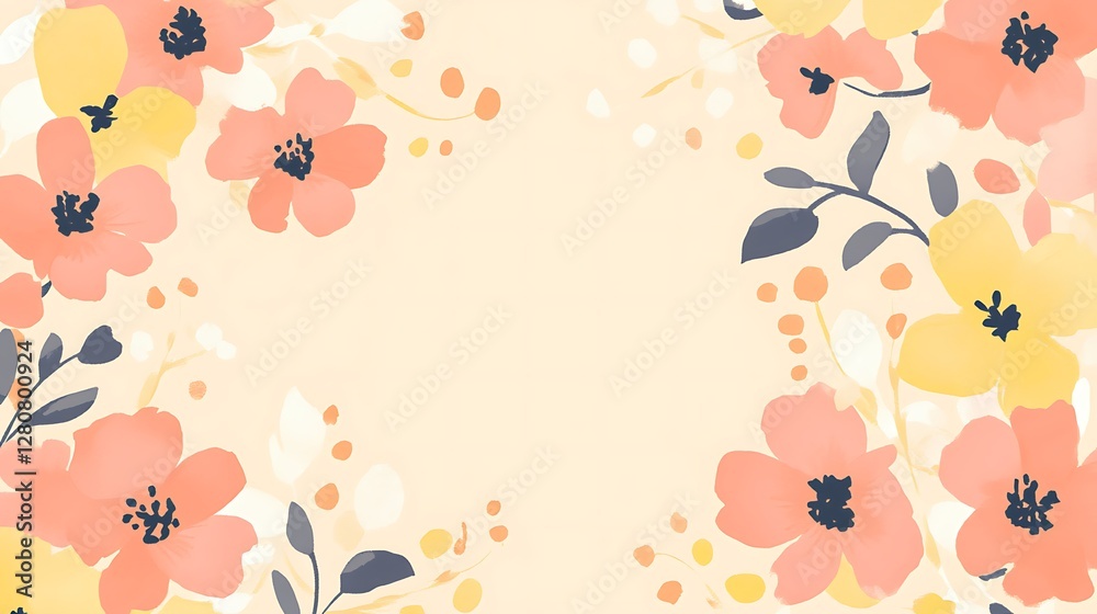 Pastel Flowers Frame Background Design Pastel Flowers Frame Background Design