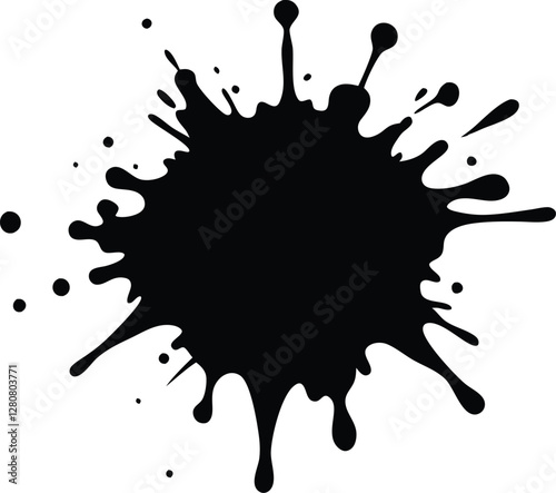 paint splatter, black paint splashes of vector illustration