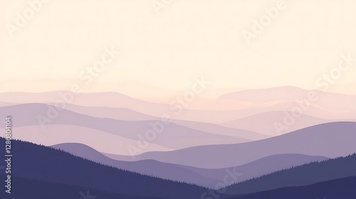 Serene Purple Mountainscape at Dawn Peaceful Vista