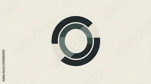 Abstract Circle Design with Geometric Shapes in Muted Colors on Neutral Background