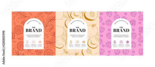 Vector set pattens for cosmetics with label template design. Patterns or wrapping paper for package and beauty salons.
