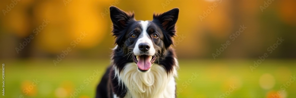 Triumphant border collie, tongue out, ears pricked, dog, intelligence Triumphant border collie, tongue out, ears pricked, dog, intelligence