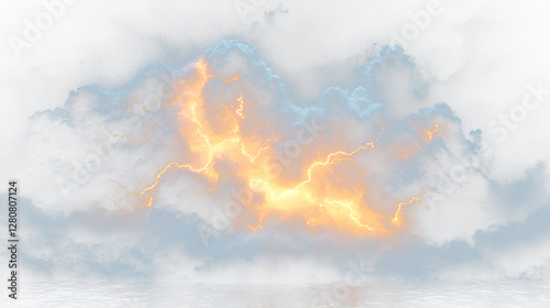 a large cloud of orange and yellow lightning