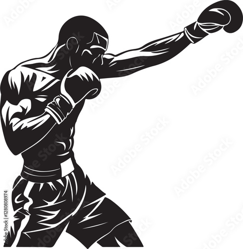 Boxer silhouette vector illustration isolated on white background