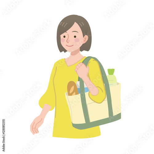 買い物袋を持つ女性