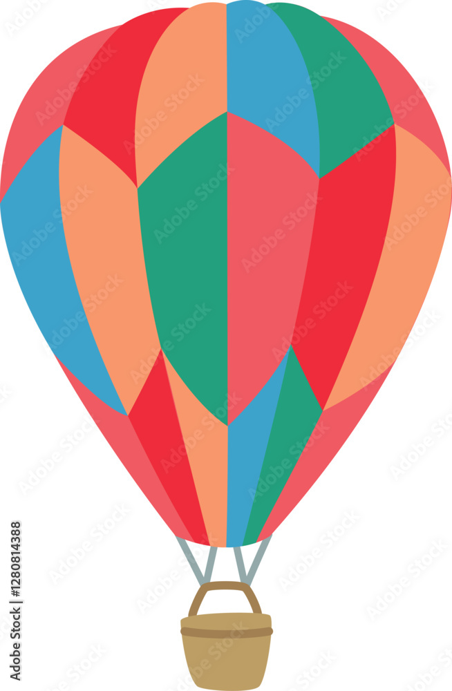 Fototapeta premium Illustration of colorful hot air balloon. Cute object isolated on a white background