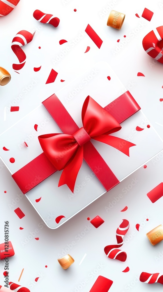 Gift Card with Red Bow and Confetti Gift Card with Red Bow and Confetti